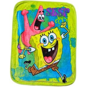 Spongebob Square Pants SBSP Kids Plush Blanket Nickelodeon 38x50 Patrick Green